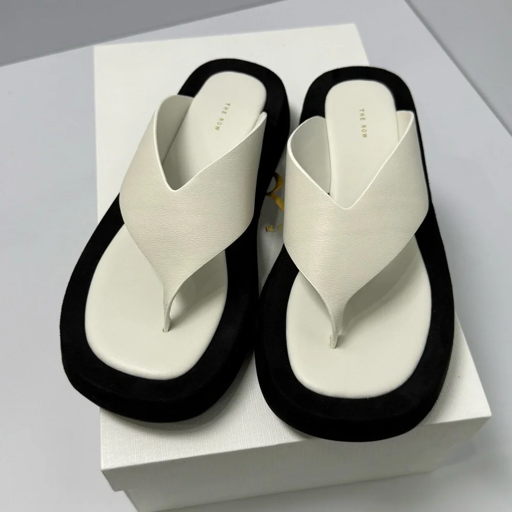 The Row Black and White Sandals